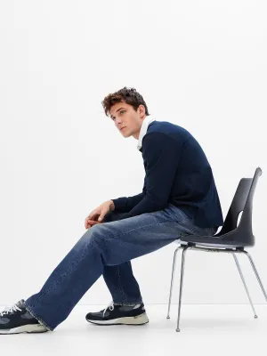 100% Organic Cotton Button Fly '90s Loose Jeans with Washwell