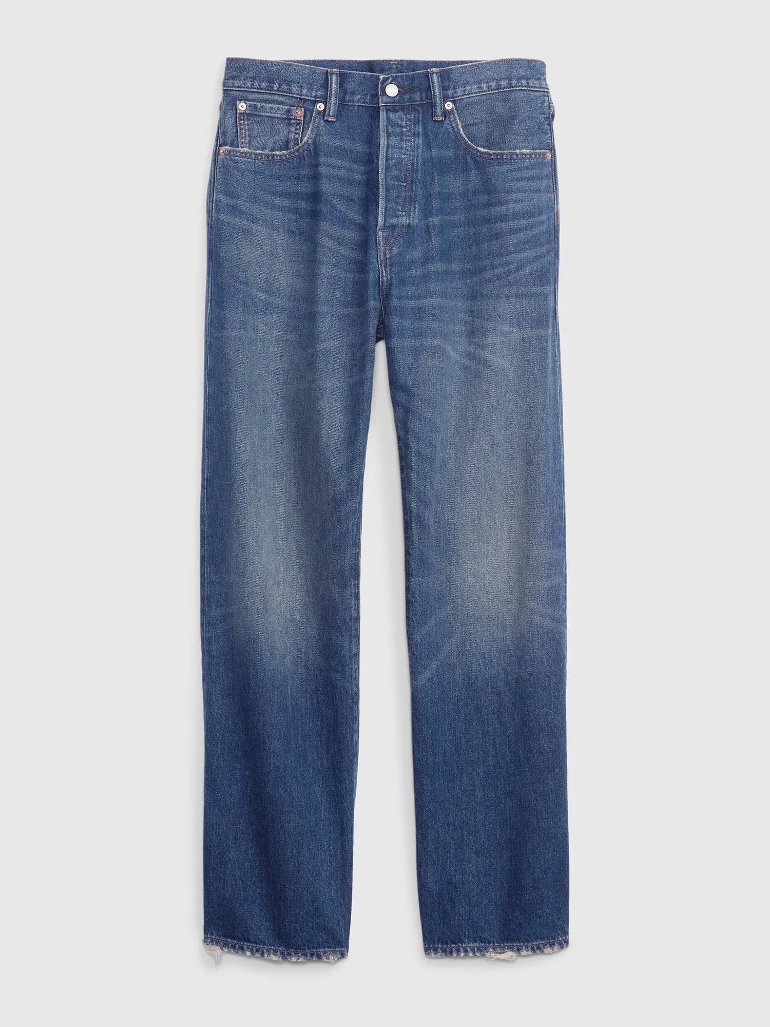 100% Organic Cotton Button Fly '90s Loose Jeans with Washwell