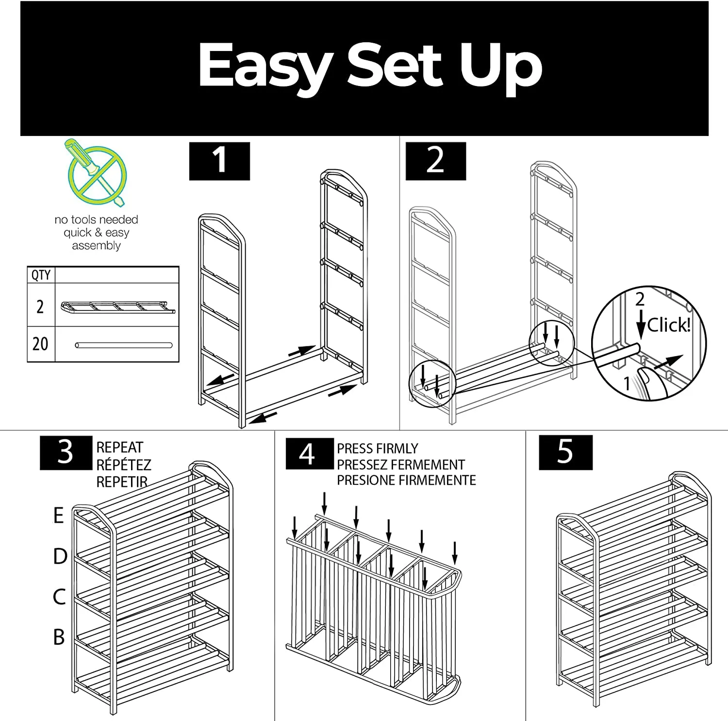 5-Tier Steel Shoe Rack