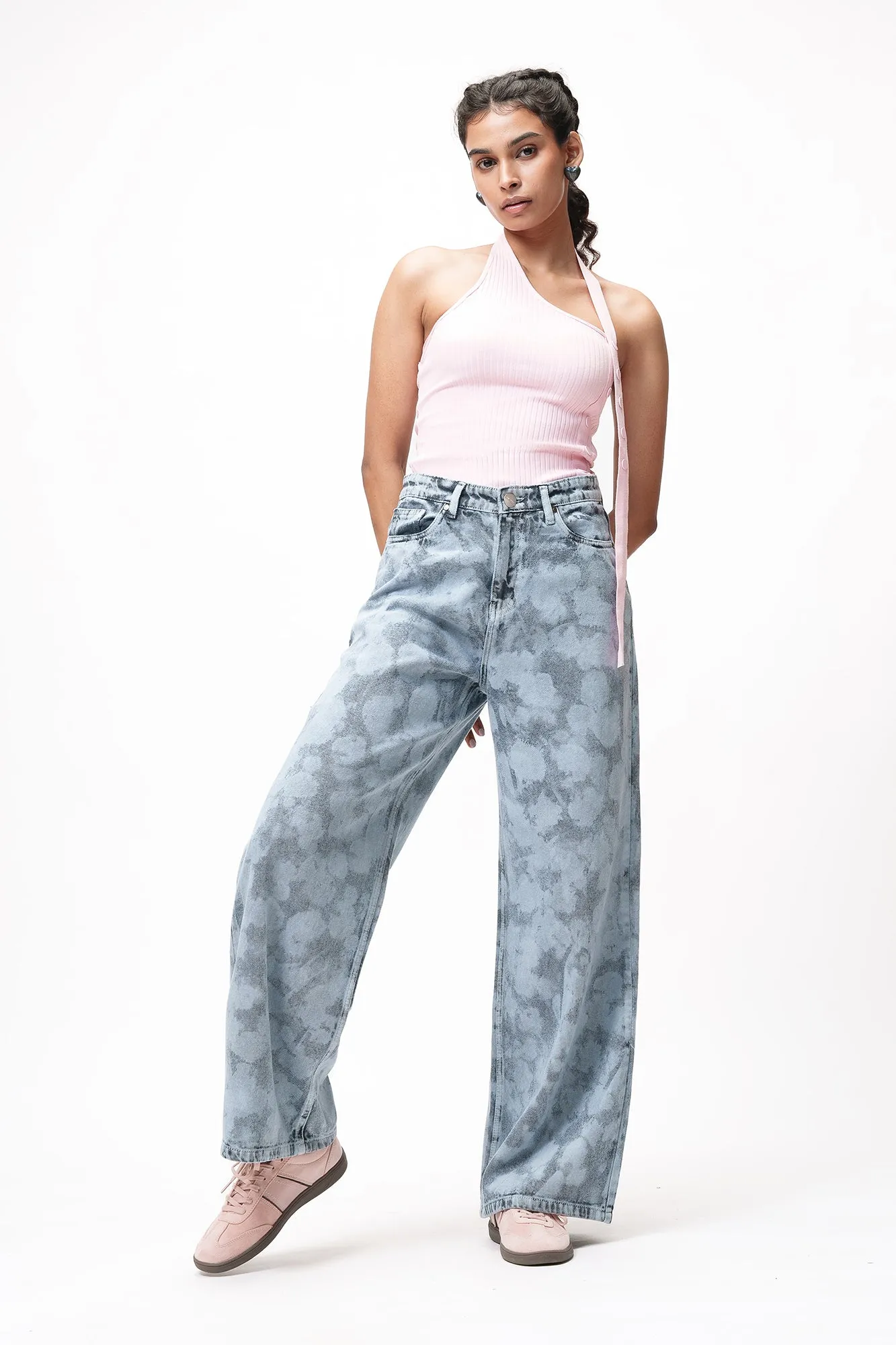 Icy Camo Baggy Straight Jeans