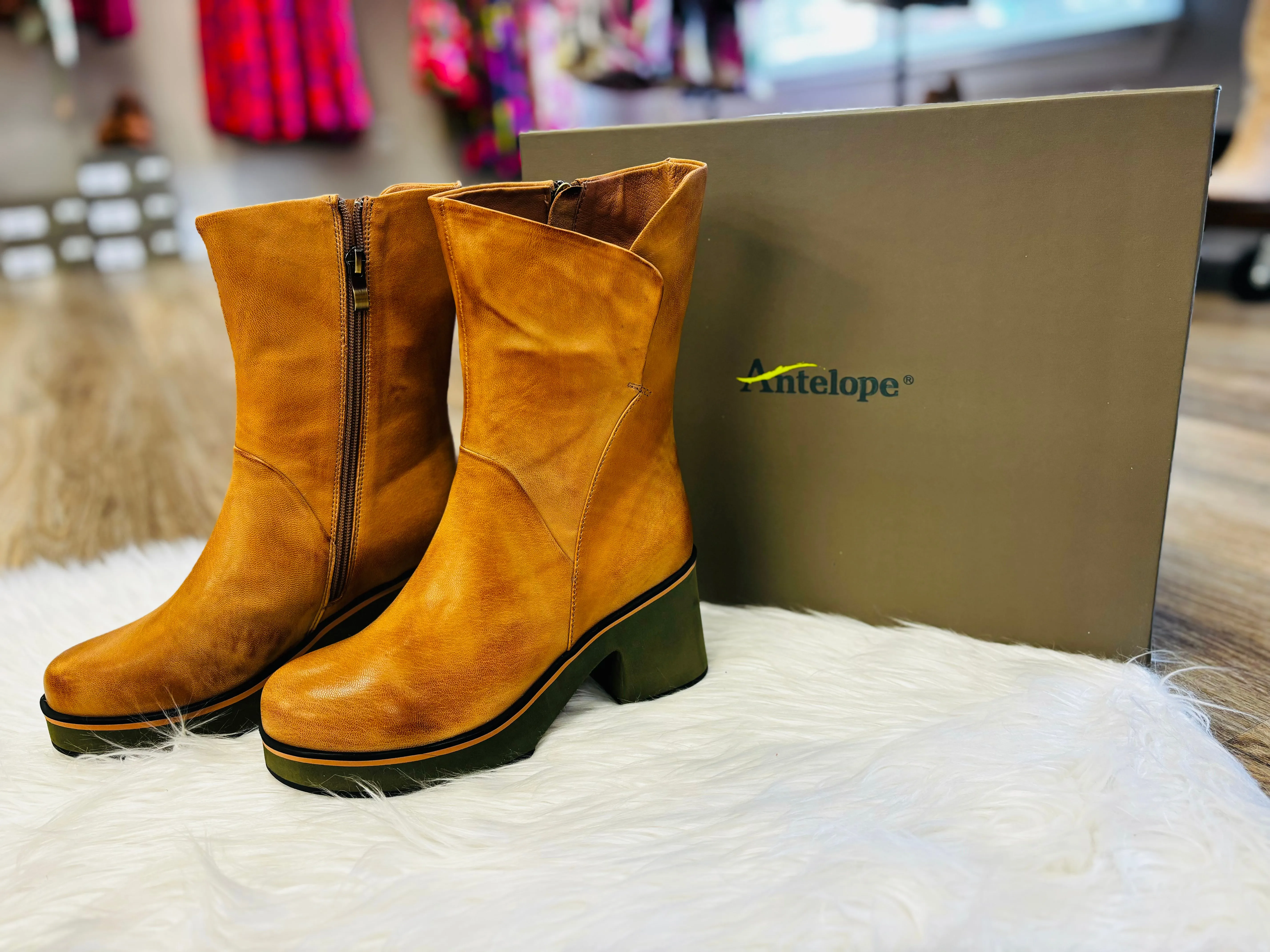 Indigo Taupe Leather Boots
