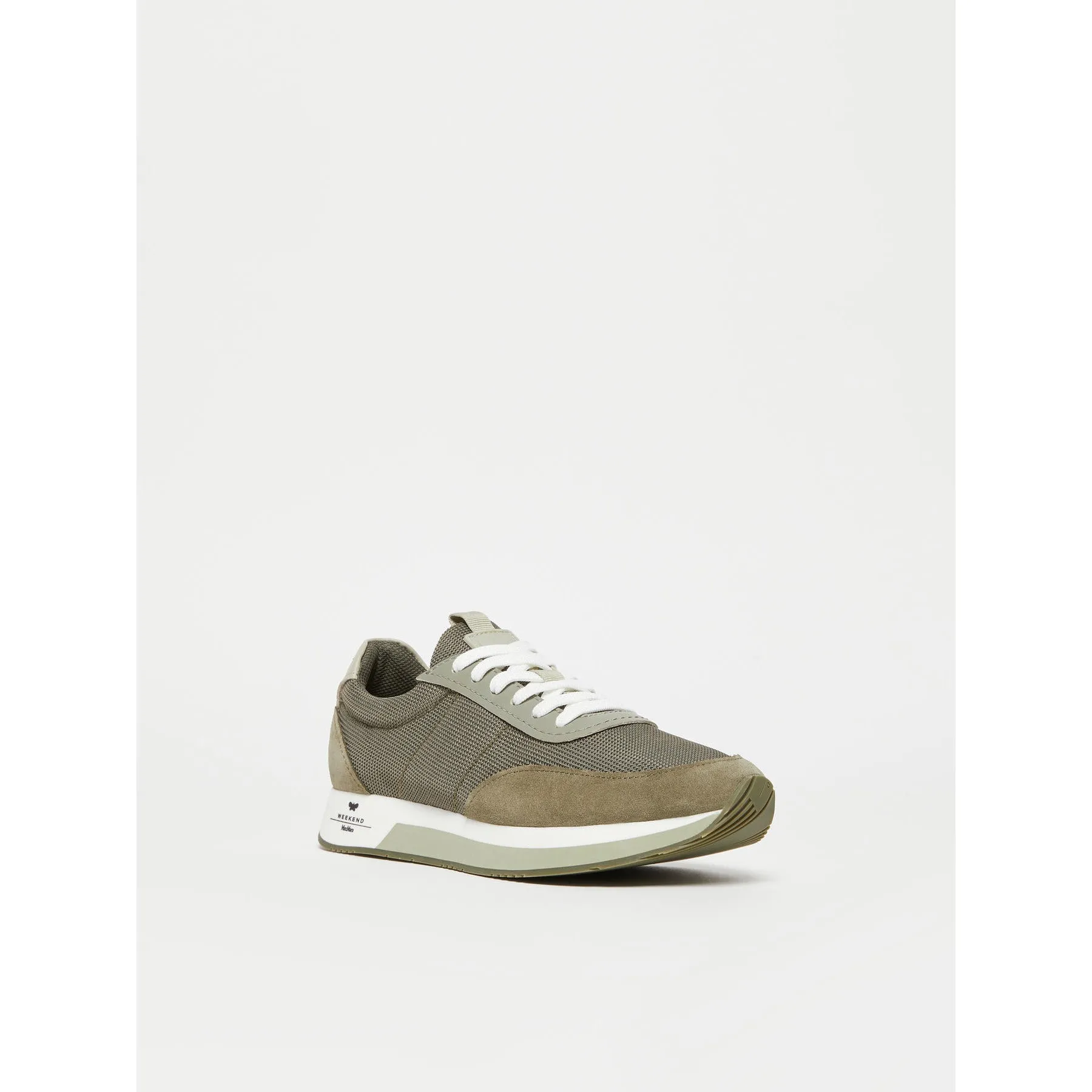 kaki low-top lace-up sneakers