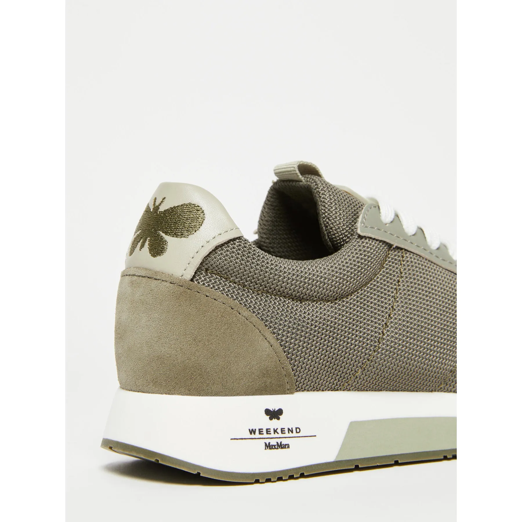 kaki low-top lace-up sneakers