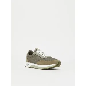 kaki low-top lace-up sneakers
