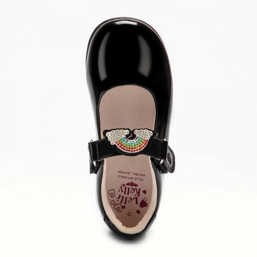 Lelli Kelly  BRITE 8144 G Fitting BLACK  Patent Rainbow Shoe with changeable straps