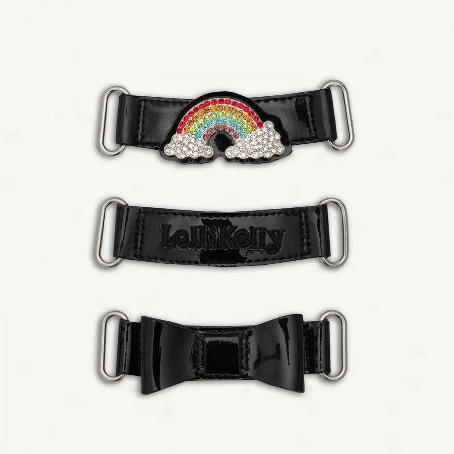 Lelli Kelly  BRITE 8144 G Fitting BLACK  Patent Rainbow Shoe with changeable straps