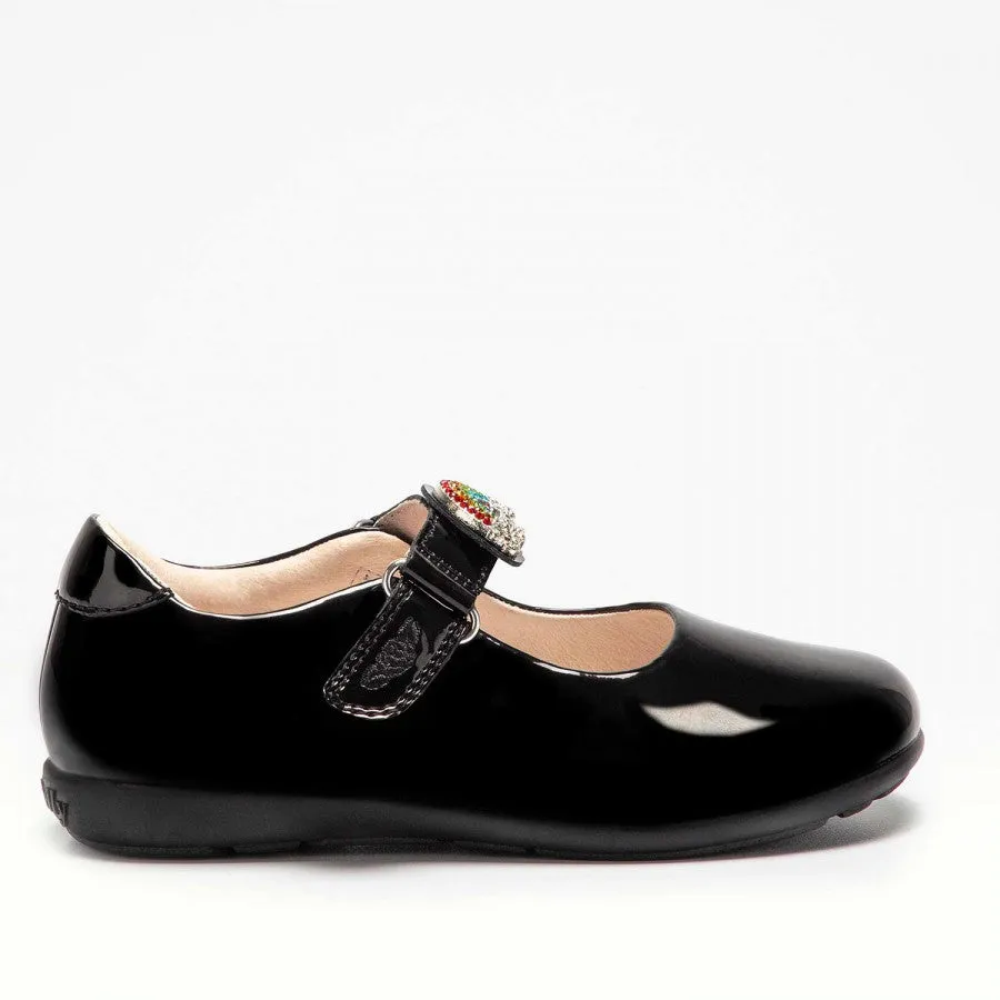 Lelli Kelly  BRITE 8144 G Fitting BLACK  Patent Rainbow Shoe with changeable straps