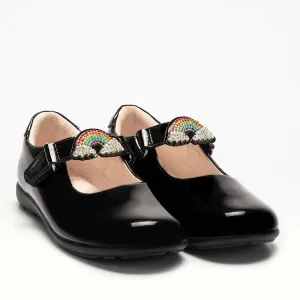 Lelli Kelly  BRITE 8144 G Fitting BLACK  Patent Rainbow Shoe with changeable straps