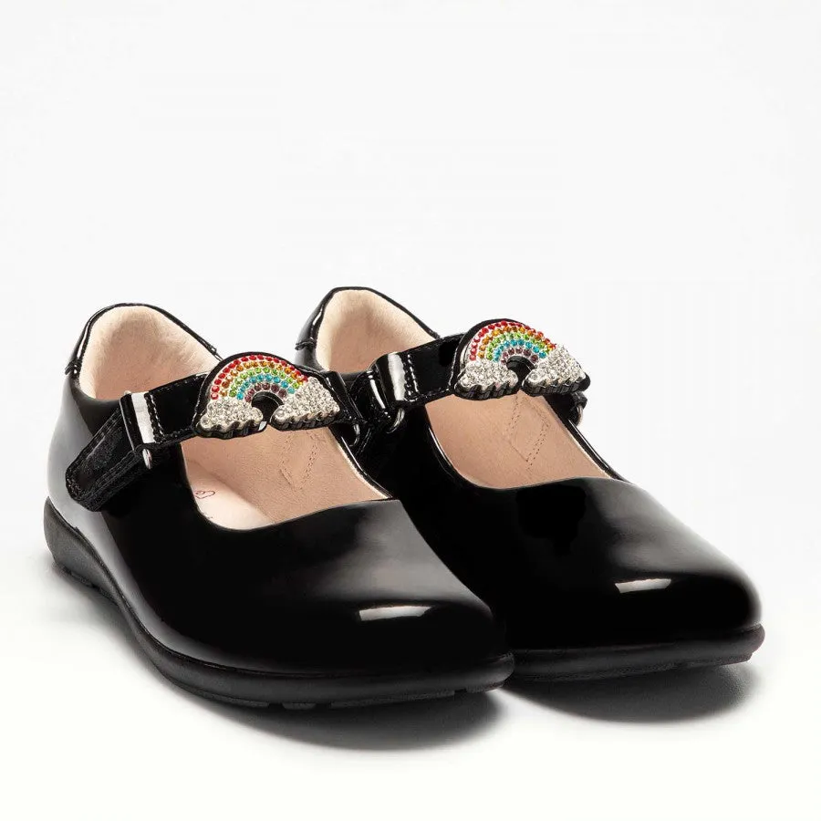 Lelli Kelly  BRITE 8144 G Fitting BLACK  Patent Rainbow Shoe with changeable straps