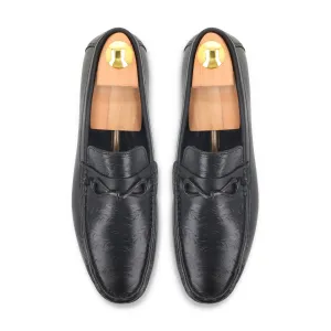 Metallic Twisted Buckled Moccasins - Black