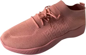 Non Slip Shoes for Women Breathable Mesh Knit Lace Up Athletic Shoes Casual Fashion Solid Color Walking Tennis Sneakers