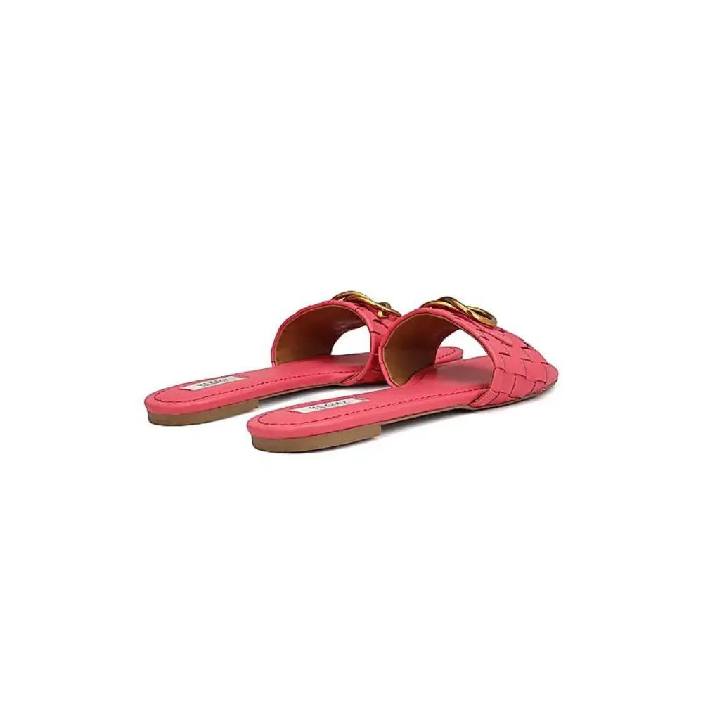 Pink Sliders With Gold Embellishment