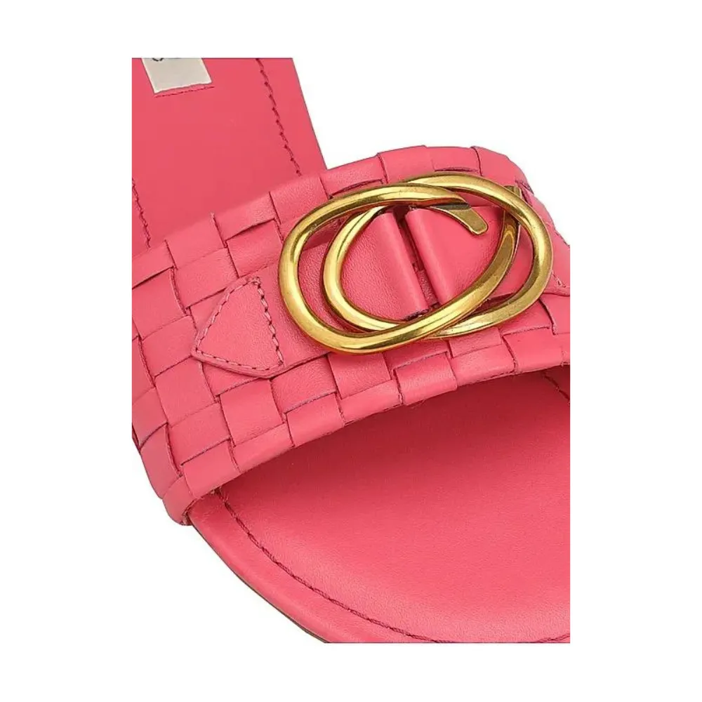 Pink Sliders With Gold Embellishment