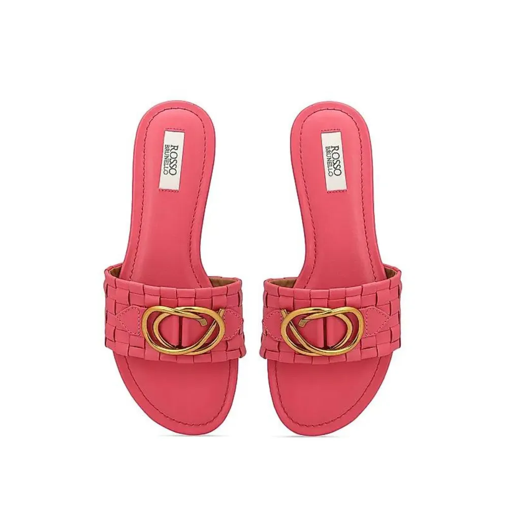 Pink Sliders With Gold Embellishment