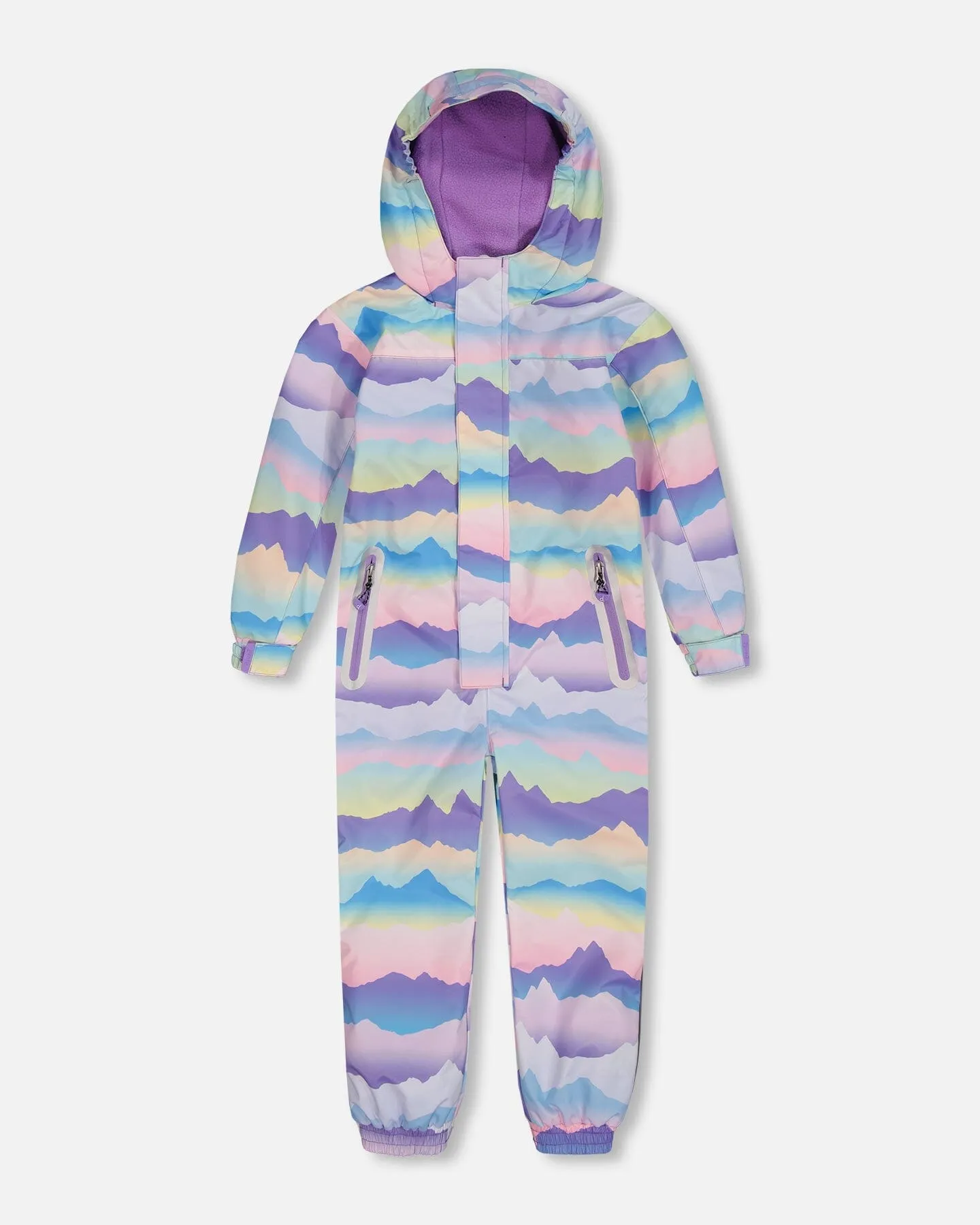 Printed Mid-Season One-Piece Outerwear Mauve And Blue, Pink Mountain