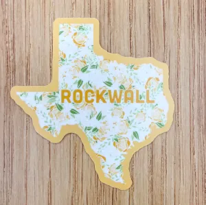 Rockwall Texas Shaped Yellow Rose Sticker