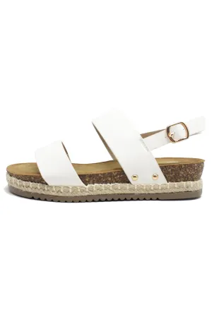 White Cork Look Wedge Sandal